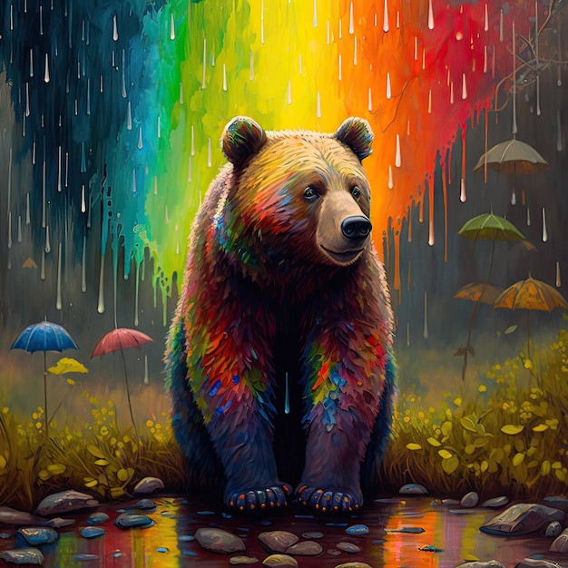 Jungle colorful painting ai generated high quality illustration