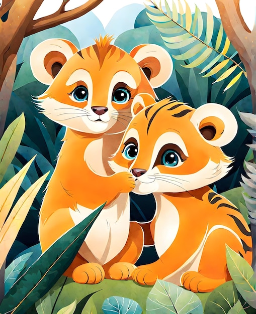 Jungle cubs cartoon water color images