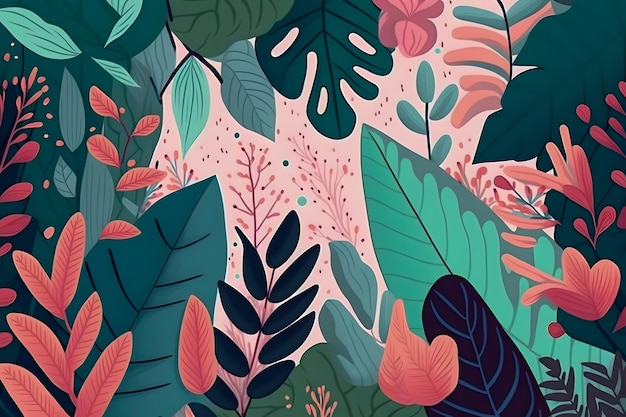 Jungle floral pattern colorful illustration