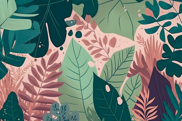 Jungle floral pattern colorful illustration