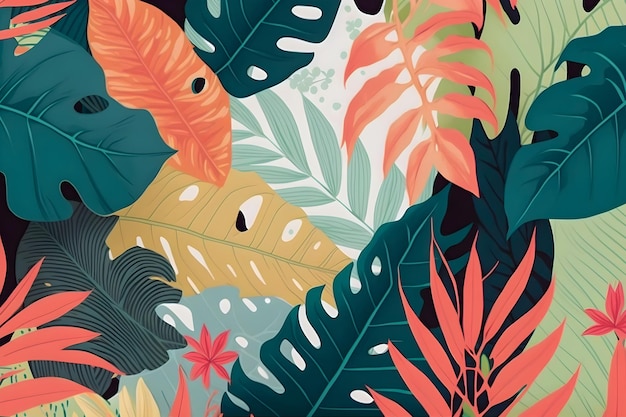 Jungle floral pattern colorful illustration