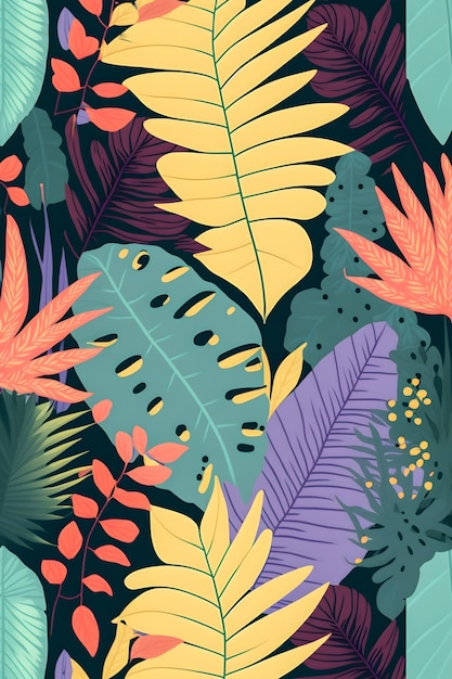 Jungle floral pattern colorful illustration