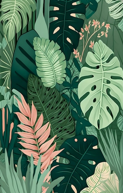 Jungle floral pattern colorful illustration