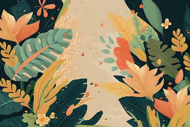 Jungle floral pattern colorful illustration