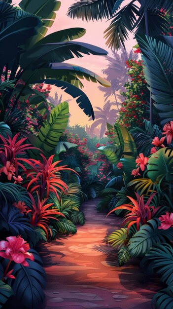 Jungle Path at Sunset