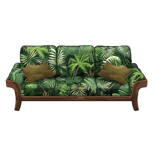 Photo jungle safari sofa set featuring lush green and earthy brown illustration furniture game assets