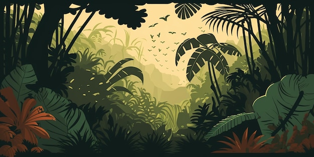 jungle scene vector