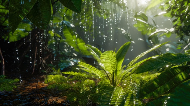 A jungle scene with a jungle scene in the background