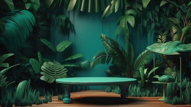 Jungle table background Generative Ai