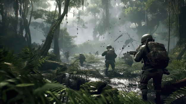 Jungle Warriors Intense Combat and Tactical Survival in a Dark Gaming Battlefield