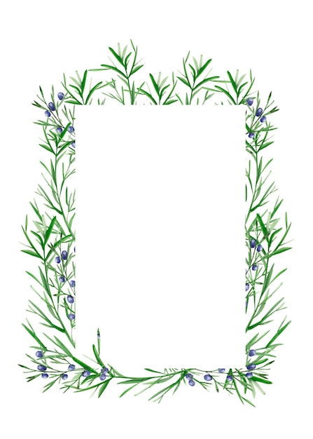 Juniper postcard frame from branches watercolor template