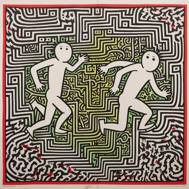 junji ito x keith haring collaboration art man running