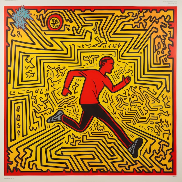 junji ito x keith haring collaboration art man running