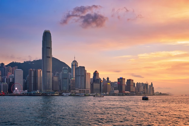 Junk boat in Hong Kong Victoria Harbour