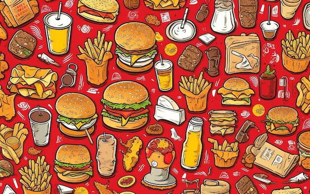 Junk food pattern illustration