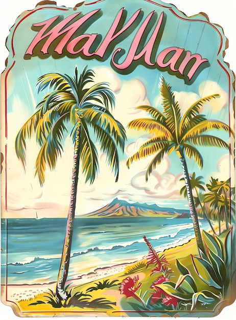 Junk journal label Maui Hawaii USA Vintage style printable junk journal embellishment