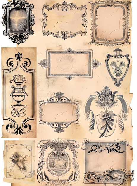 Junk journal label Ornate Vintage style printable junk journal embellishment