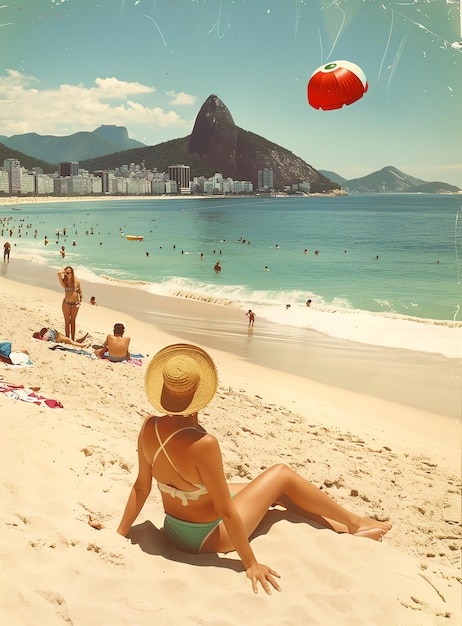 Junk journal label Rio de Janeiro Brazil Copacabana Beach Vintage style printable junk journal