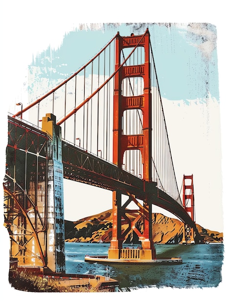 Junk journal label San Francisco California USA Golden Gate Bridge Vintage style printable junk