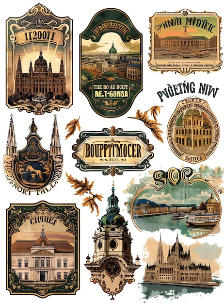 Junk journal label Vienna Austria Vintage style printable junk journal embellishment