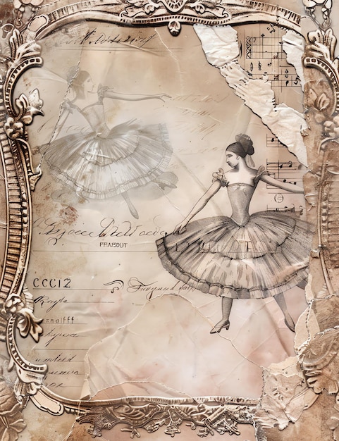 Junk journal paper Ballet Recital Vintage style printable junk journal page