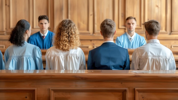 Jury Box with Jurors Seated Ready to Deliberate on Legal Case