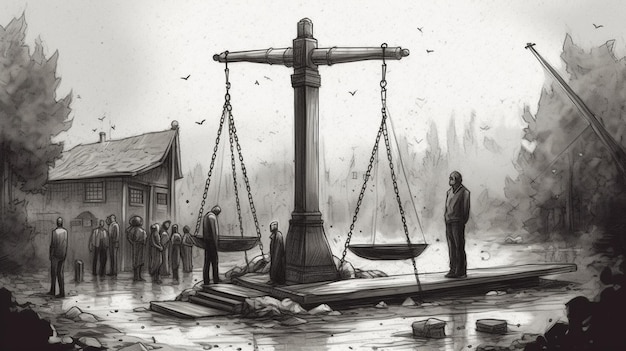 Justice concept Thoughtprovoking illustrations