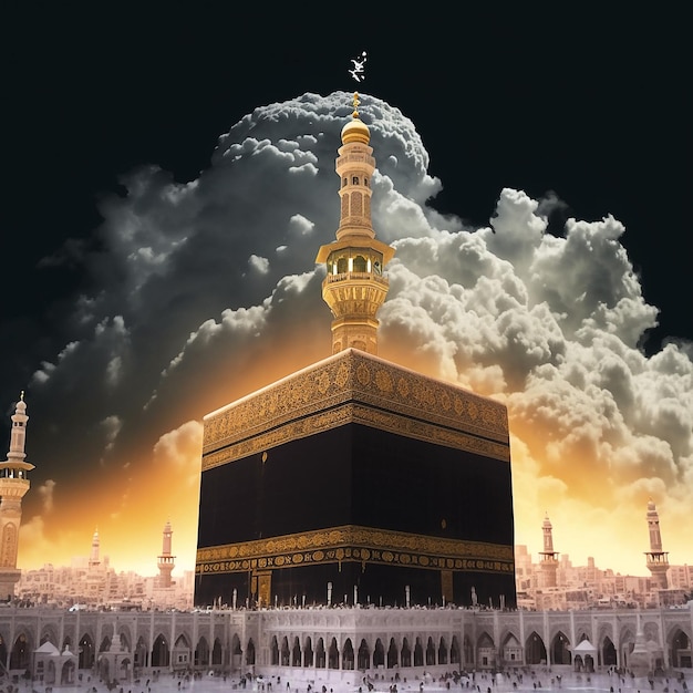 Kaaba and Masjidil haram in Mecca Background Photo Illustration