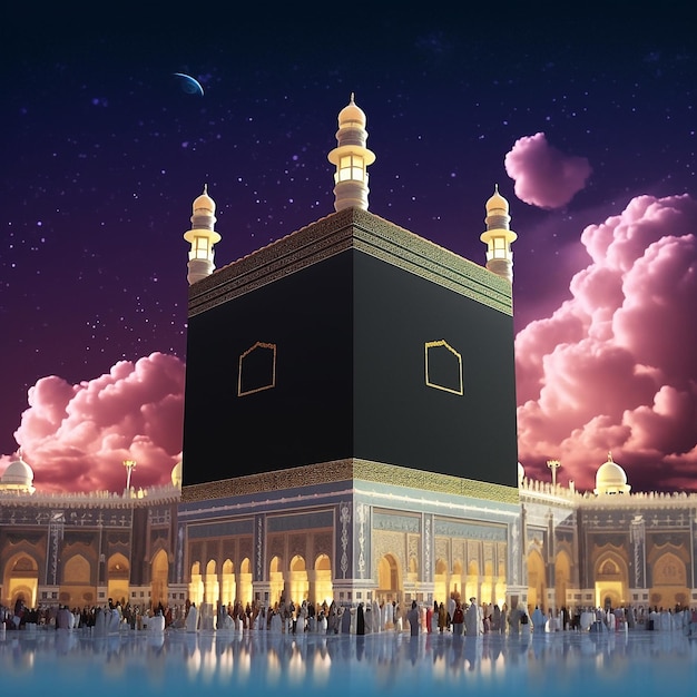 Kaaba and Masjidil haram in Mecca Background Photo Illustration