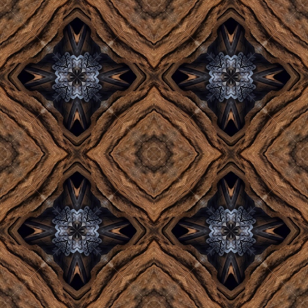 Kaleidoscope abstract background Seamless pattern Based on wooden surface