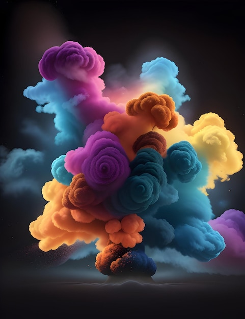 A kaleidoscope of color and motion captured in a single moment of a dust explosion