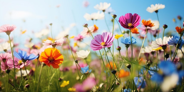 A Kaleidoscope of Color in a Sunlit Meadow