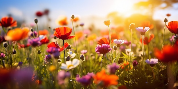 A Kaleidoscope of Color in a Sunlit Meadow