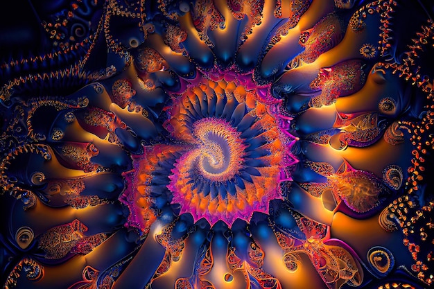 Kaleidoscope fractal abstract background 3d illustration Generative AI