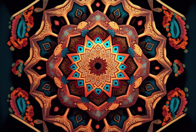 Kaleidoscope illustration colorful mosaic texture and psychedelic decoration