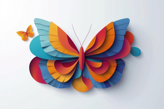 Photo kaleidoscope wings an abstract paper art butterfly creation generative ai