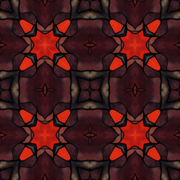 Kaleidoscopic ornamental seamless texture or background Red and black pattern