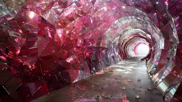 Photo kaleidoscopic tunnels tunnels formed from mirrored surfaces that create kaleidoscopic patterns leading the eye inward with infinite reflections