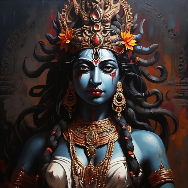 Kali indian goddess mahakali hinduism in artistic painting style image