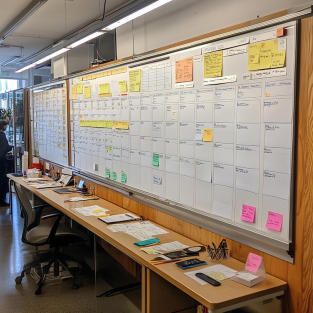 Kanban board with tasks in various stages of completion