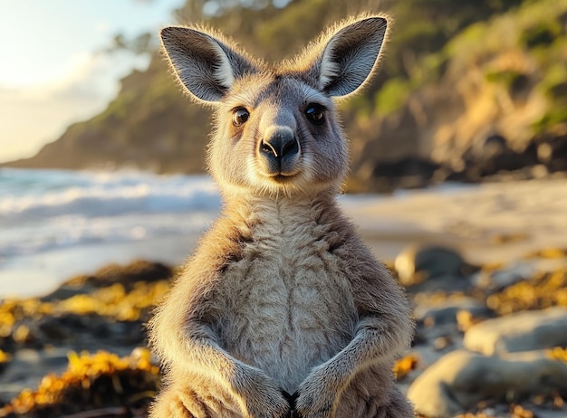 Photo kangaroo on the beach