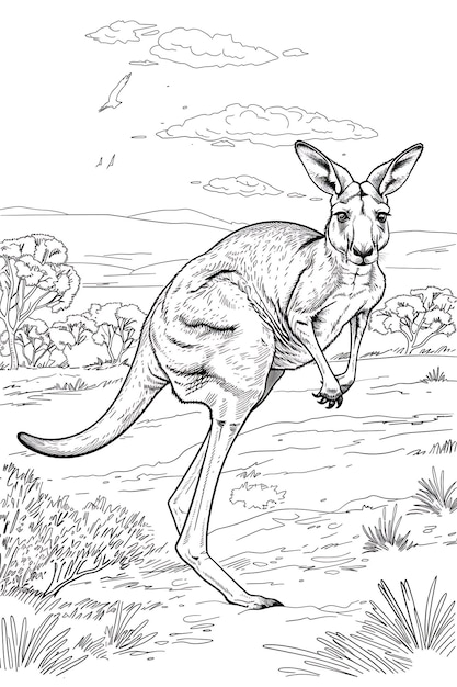 Photo kangaroo coloring page design