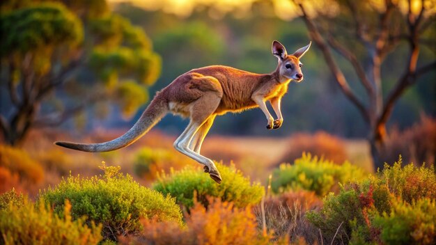 Photo a kangaroo is in the wild with the sun behind it