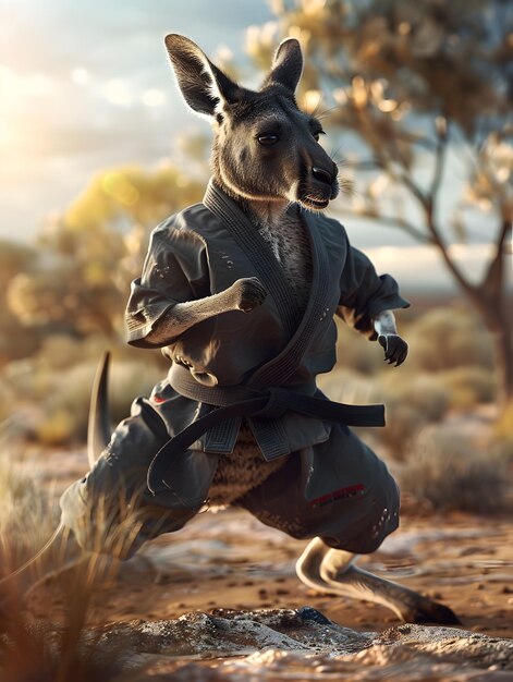 Kangaroo in a Martial Arts Stance