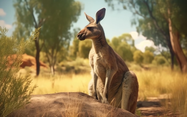 A kangaroo on a nature background animal wildlife ai generated