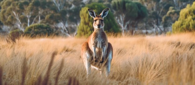 kangaroo standing in field background