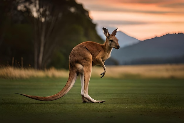 Kangaroo standing in the forest wildlife generated by ai