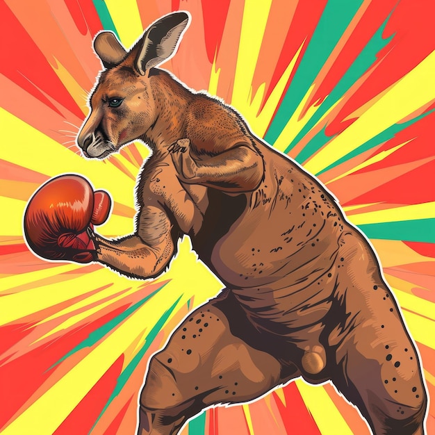 Photo a kangaroo wearing boxing gloves in a fighting stance