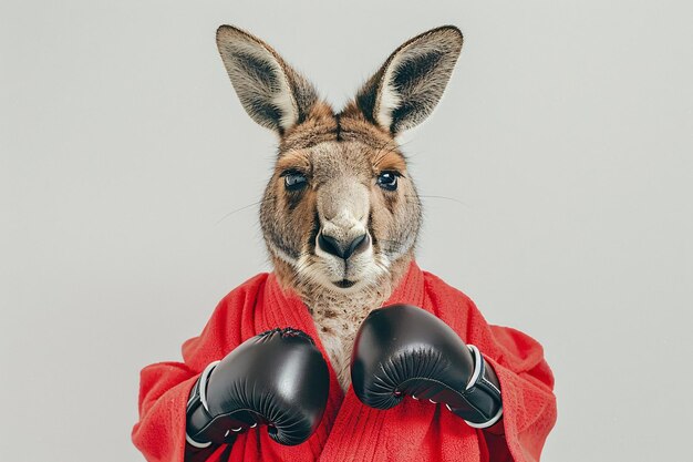 Photo a kangaroo wearing boxing gloves