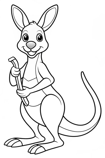 Photo kangaroo with boomerang australian cultural scene coloring page